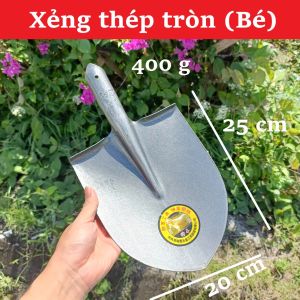 Xẻng thép (Bé) đầu tròn (20x25 cm) - gọn nhẹ dùng đào đất làm vườn siêu bền (400g)