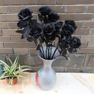 ZG285 สร้างสรรค์และสร้างสรรค์ สง่างามเรียบหรู พร้อมกระดูกมือ เทศกาลผีผี พร็อพถ่ายรูป งานทำมือ ดอกไม้กุหลาบประดิษฐ์ กุหลาบดำ เลย์เอาต์ปาร์ตี้ ตกแต่งฮาโลวีน