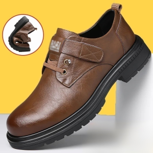 Mens Casual Leather Shoes Business Retro Workwear Slip-On Loafers Breathable Sneakers