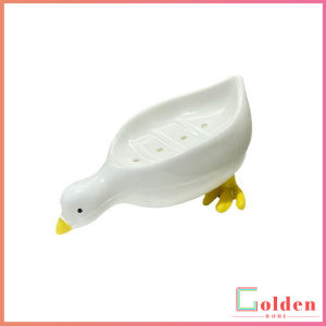 Golden ที่วางสบู่ รูปทรงน้องเป็ด ระบายน้ําได้ ของใช้ในห้องน้ำ สีเหลือง สีขาว Soap dish