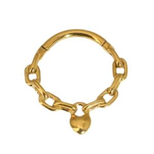 Surgical Steel Nose Rings Hoop Heart Chain Designs Septum for Women and Girls 8/10MM in Gold or Silver