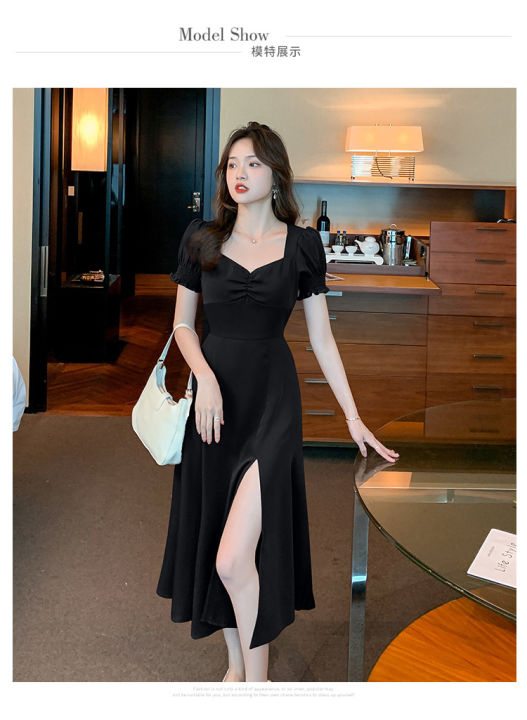 2023%20Summer%20black%20dress%20for%20women%20casual%20dress%20plus%20size%20formal%20dress%20elegant%20puff%20sleeve%20long%20dress%20Korean%20white%20dress%20for%20graduation%20-%20Image%202