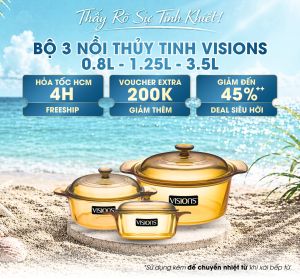 Nồi Thủy Tinh VISIONS Pháp | Size 0.8L / 1.25L / 3.5L - Thủy tinh chịu nhiệt Pyroceram – Hàng Chính Hãng