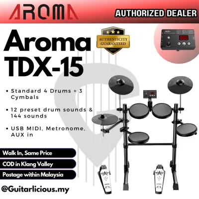 AROMA Digital Drum Set - TDX-15 digital drum Adult Music Electronic Drums Kit Complete Set Package ( TDX 15 / TDX15 / TDX-15 ) Complete set with throne 20watt drum amplifier drumsticks