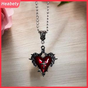 Heabety Gothic Chết Chữ Thập Vòng Cổ Cho Phụ Nữ Người Đàn Ông Thời Trang Phù Thủy Đồ Trang Sức Phụ Kiện Quà Tặng Gai Tăng Trái Tim Màu Đỏ Mặt Dây Chuyền Choker Mới