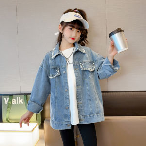 Rolanko Girls Denim Jackets Basic Oversized Jean Jacket for Girls Fall Outwear Button Down Trucker Jacket 5-14 Years