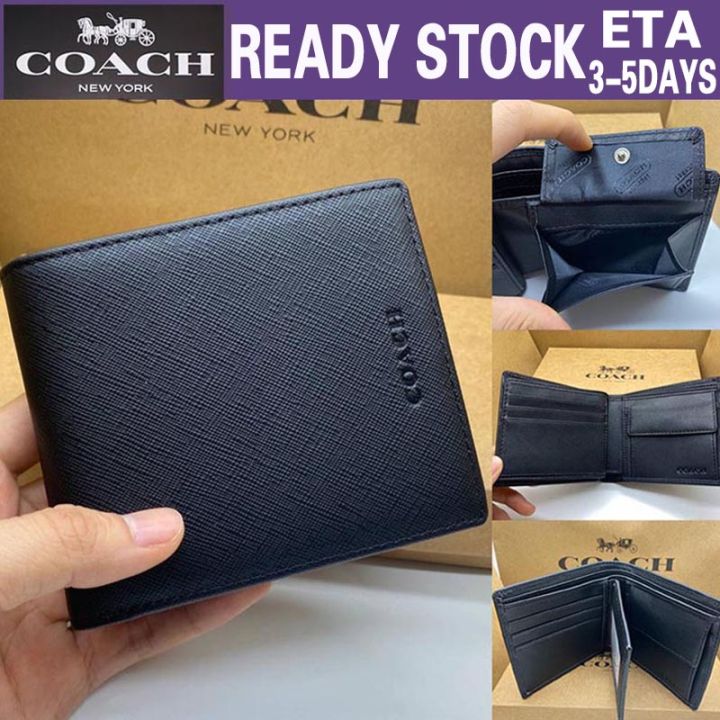 Hot sale New design COACH Men Wallet Fashion Card Holder Men Leather Purse Solid Coin Pocket 74771 74929 75006 Lazada