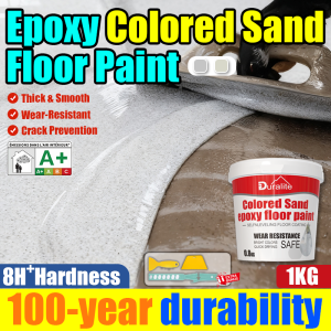 ✨100 years no cracks✨Duralite Epoxy Sand Floor Paint 1KG Epoxy Cement Paint Imitation Marble High Gloss Wear-Resistant Rough Cement Floor Tiles Concrete for Household Waterproofing and Anti Slip Epoxy Colour Sand