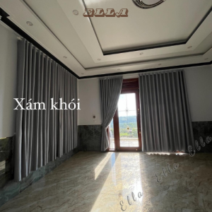 Rèm Cửa Sổ Cao Cấp- Rèm Cửa Chất liệu Vải Gấm Chống Nắng Ella Trang Trí Decor Phòng Siêu Đẹp- Rèm Cửa Màu Xám Và Màu Nâu