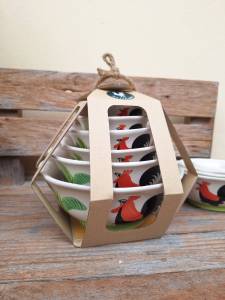 INDRA CERAMIC  ชุดชามไก่ chicken bowl set  ถ้วยชามตราไก่ แพ็ค 6 ชิ้น 6 ขนาด ลายไก่ 2 แบบ เซรามิกเข้าไมโครเวฟได้