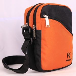 KAMARU Bag RENJI Crossbody Bag Outdoor Hiking Casual Shoulder Bag. Olive green and black color. Adjustable strap. Multiple compartments. Suitable for outdoor activities. Forest trail scene.