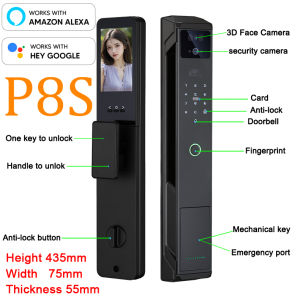 Waterproof Smart Door Lock With Camera Tuya APP Remote unlock Automatic Main Door Lock Face Recognition 9 Ways Unlock