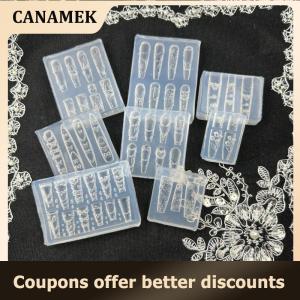 【 CANAMEK 】 French Lace Chain Flowers 3D Acrylic Mold Swan Nail Art Decorations DIY Silicone Decorated Nail Art Templates Nails Mold Tool