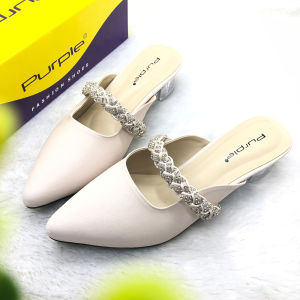 Sendal Wanita Heels Kaca 5 cm Model Kepang Kekinian 2021