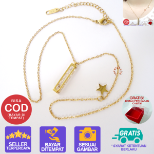 Lovelybutik - Kalung Wanita Titanium Anti Karat Jenif3r Kalung Liontin Kekinian Korea Model Terbaru Bonus Kotak Perhiasan