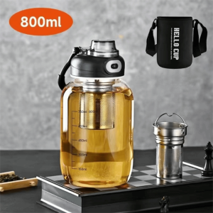 NOONOR Tea Separation Glass Tea Cup Double Drinking with Handle Water Bottle Large Capacity Portable Kettle Gifts