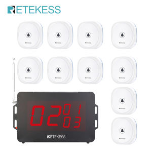Retekess TD136 Wireless Calling SystemRestaurant Paging SystemCall Logs656ftMulti-Language10 Call Buttons for ClinicHospitalHotelCafesClub