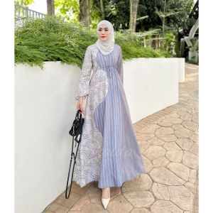 gamis silk sutra dress/gamis premium/gamis formal model terbaru soft purple slik sutra