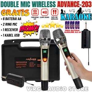 ADVANCE MIC-203 PROFESIONAL 2 MIC WIRELESS MICROPHONE KAROKE MIC BAGUS | ADVANCE WIRELESS MICROPHONE MIC 203 PROFESIONAL 2 MIC KAROKE MIC SPEAKER - VAS