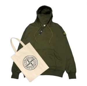 FREE TOTEBAG !! SWEATER HOODIE STONE ISLAND Hijau Mint Logo Bordir Kancing Fulltag & Lebel Premium