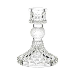 Tempat Lilin Tekstur Berlian Tempat Lilin Kaca Crystal Glass Ornament Candle Holder
