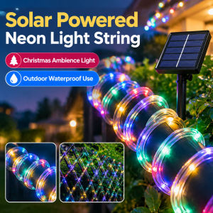 Solar-Powered Outdoor Waterproof Neon String Lights LED Fairy Lights Outdoor Garden Wedding Decoration Christmas Lamp