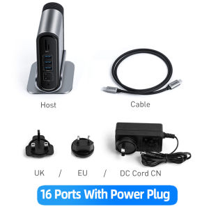 Baseus 16 Ports USB C HUB to USB 3.0 4K RJ45 VGA DC Audio Multifunctional Type C HUB Adapter Working Station for Notebook