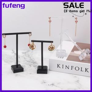 fufeng Metal Jewelry Display Stand Black Clear Acrylic Stud Earring Holder Hook Hanger Counter Case Jewelry Organizer Bouches Ornament