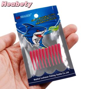 Heabety 10pcs 35mm 0.3g Lua Root Fishing Soft Bait Threaded Soft Bait Mini Soft Worm Straight Tail Lua Fake Bait