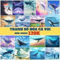 Tranh sơn dầu số hóa LIM Art – Tranh tô màu theo số cá voi, cá heo, đại dương, biển cả. 