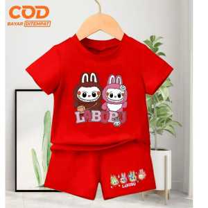 Setelan anak Cewek Cowok usia 1-10 tahun bergambar Labubu Cute Monster Fashion Kekinian