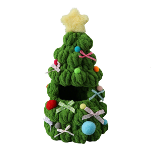 Knitted Christmas Tree Doll Dress Soft Ice Yarn Handcrafted Crocheted For Seasonal Display And Play