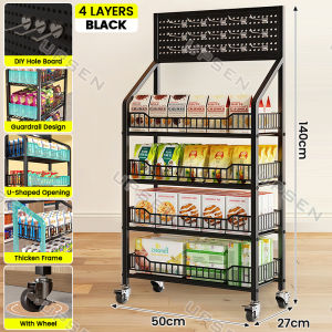 With Wheels Supermarket Shelves Snack Shelf Grocery Rack 5 Layers Display Rack for Store Kitchen Rack Multi-Purpose Storage Rack