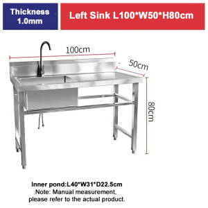 🔥Ready Stock🔥304 Stainless Steel Sink Deepen Bowl With Faucet Single/Double Bowl Sink Drainboard Sink