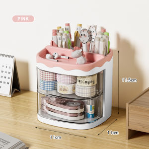Creative cartoon multi grid drawer pen holder student adorable multifunctional storage box with grid childrens desktop stationery box
