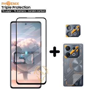 Promo 3IN1 Tempered Glass Infinix GT 10 Pro Paket Anti Gores Layar Free Camera Lens dan Skin