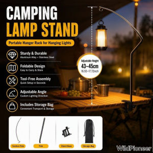 WildPioneer Camping Lantern Stand Foldable Portable Hanging Light Pole Adjustable Tabletop Hanger Rack With Bag
