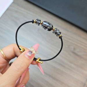 Q149 Vòng lu thống ngũ điếu Thạch Anh Tóc Đen cho Thủy và Mộc - Phong Thủy TUDO
