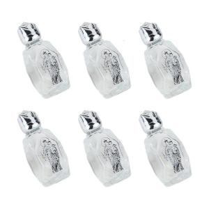 6Pcs Religious Ritual Glass Essential Oil Bottles Embossed Leakproof Holy Water Container for Catholic Ceremonies Gift