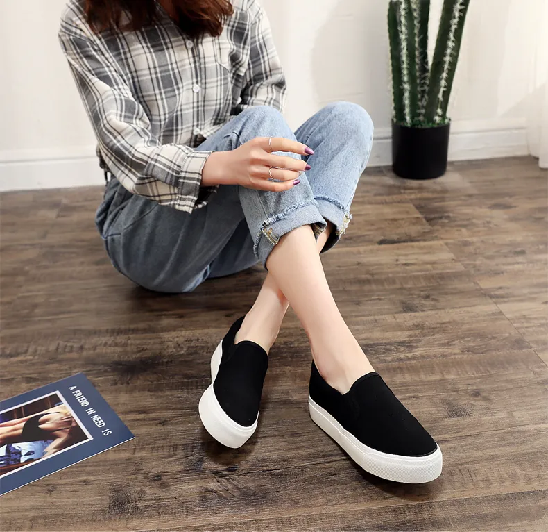 Thick Sole Canvas Shoes Women s Platform Shoes Height Increasing White Shoes Women s 2023 New Summer One Pedal Lazy Shoes Lazada PH