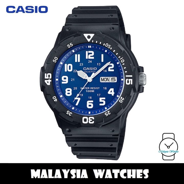 100 Original Casio MRW 200H 2B2 Quartz Analog Blue Dial Black