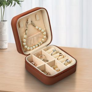 Portable Jewelry Storage Box Travel Organizer Jewelry Case PU Leather Storage Earrings Organizer