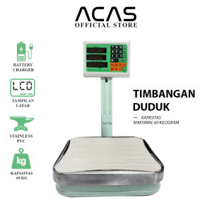 ACAS - 207 Timbangan Kapasitas 60kg / 200gr Duduk Digital Free Charger Double Display Elektronik Lipat Sembako Laundry Buah Barang Ekspedisi Beras Electronic platform scale Kapasitas 60 kg / 200 gr