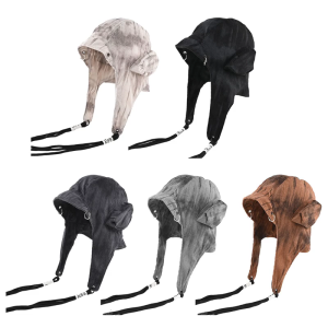 Thiết kế bụi bặm Áo Thun Hat Với kim loại trang trí Nhẫn nữ Thanh Thiếu Niên Thời Trang Phố Tie Nhuộm Màu Mềm Earflaps Hat