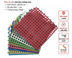 Tấm lót sàn nhà tắm nhà vệ sinh tấm nhựa trải ban công đẹp chống trơn - Nhựa PVC siêu bền dễ dàng cắt ghép.