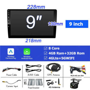 4G SIM Card Octa Core Android Car Radio QLED Screen Wireless Carplay And Android Auto 9 inch 2 din Multimedia Player With 360 Panoramic Camera System