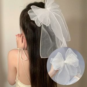 ALICE XU Cute Simple Mesh Hair Tie Bride Headwear Hairpins Korean Style Headwear Female Hair Accessories Balletcore Bow Hair Clip Ribbon Bowknot