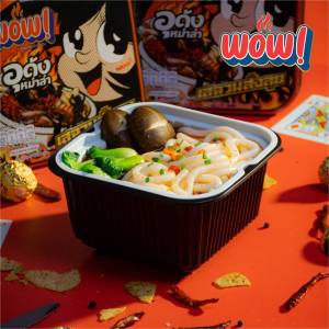JIAOZHI บะหมี่กึ่งสำเร็จรูป รสอุด้งหม่าล่า ตรา WOW WOW แบบถ้วยร้อน สำหรับหม้อไฟ น้ำหนักสุทธิ 120 กรัม