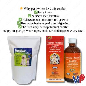 Papilac Milk Powder 1kg + Papi MVP 120ml Multivitamin Supplement for pets