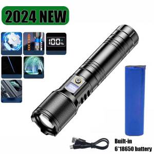 Đèn pin mạnh mẽ chịu lực cao Nhật Bản trắng Laser flashtlight chống nước đèn pin Đèn Cắm Trại tầm xa đèn pin 100000000 Lumens Đèn pin siêu sáng LED cảm ứng đèn làm việc có thể sạc lại đèn khẩn cấp di động quân sự đèn pin